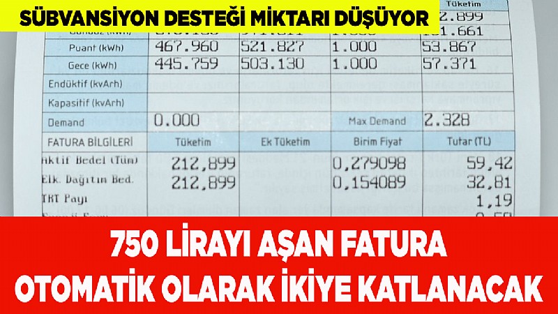 750 lirayı geçen elektrik faturası 2 katı ödenecek