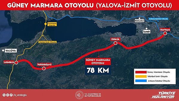 Güney Marmara Otoyolu için önemli açıklama,  Yalova, Altınova, Karamürsel, Gölcük, İzmit Otoyolu’nun detayları açıklandı