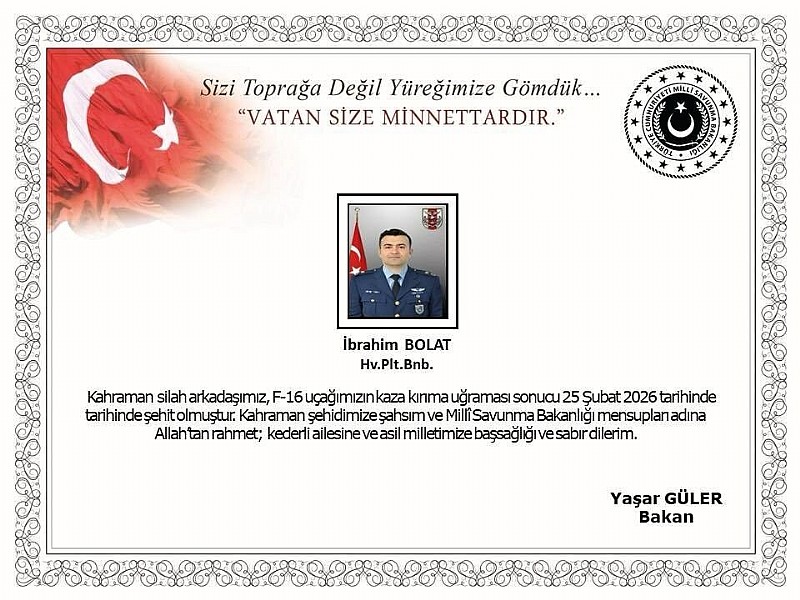 F-16 savaş uçağı düştü: 1 pilotumuz şehit oldu
