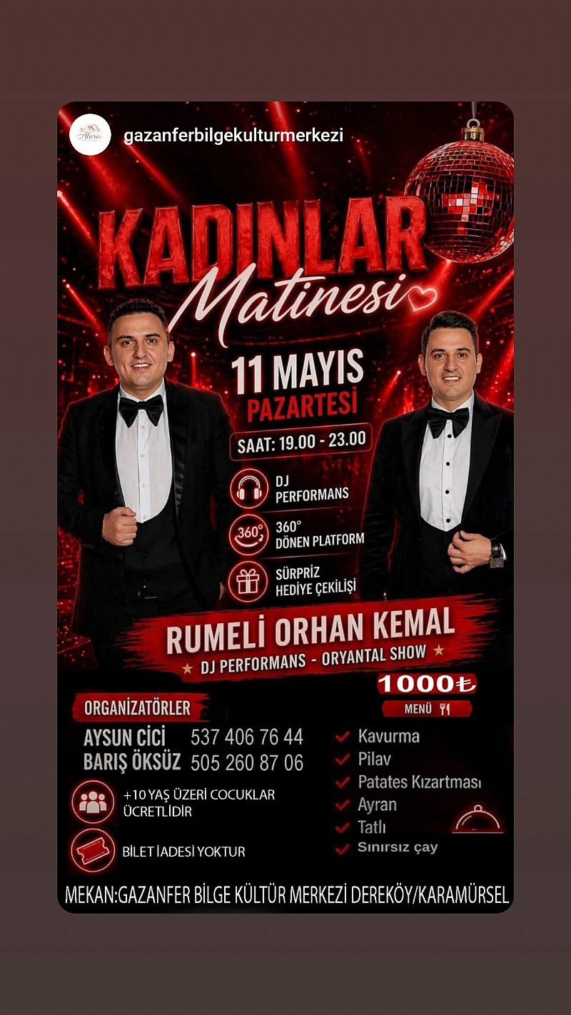 Kadınlar Matinesi Karamürsel Dereköy’de