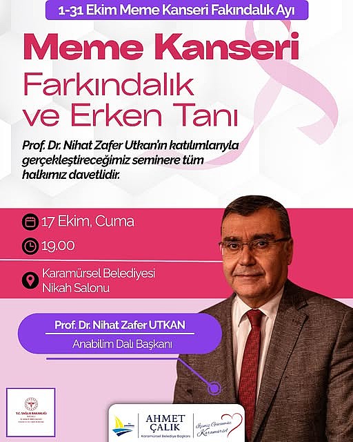 17 Ekim Cuma günü “Meme Kanseri Farkındalık ve Erken Tanı” konulu seminer	