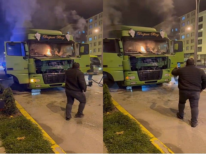 Karamürsel’de seyir halindeki TIR aracı yandı