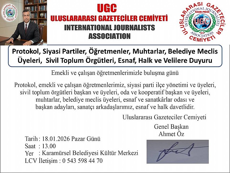 Uluslararası Gazeteciler Cemiyeti UGC 'den Buluşma Programı