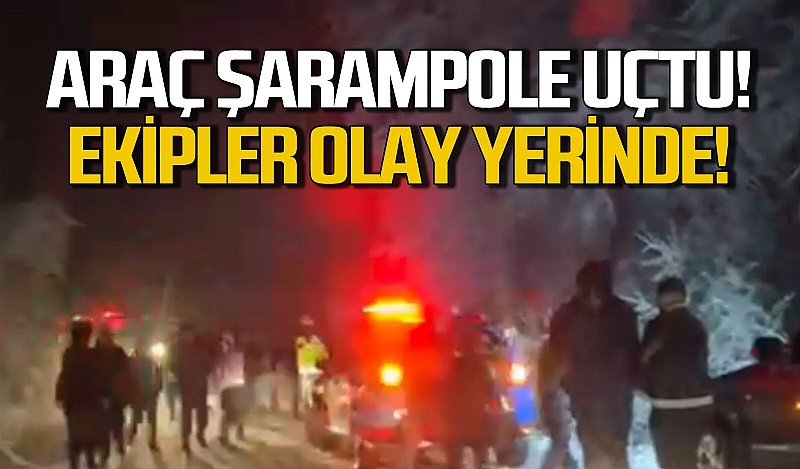 Karamürsel'de jandarma aracı karda kayarak şarampole yuvarlandı